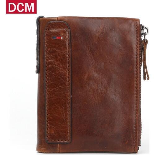 RFID Wallet Antitheft Scanning Leather Wallet Hasp Leisure Mens Slim Leather Mini Wallet Case Credit Card Purse