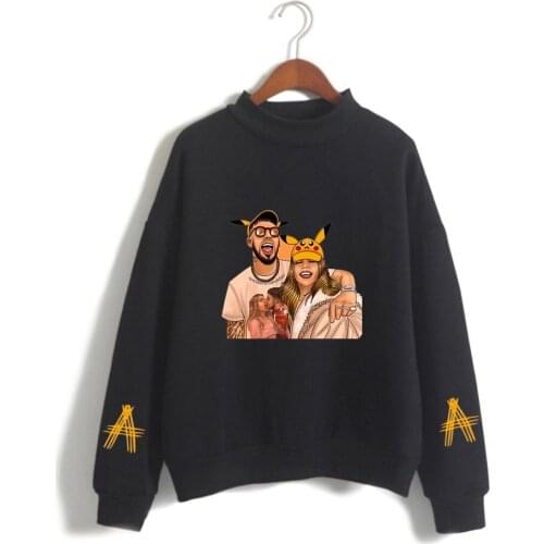 Anuel AA Hip Hop Real Hasta la Muerte High Collar Sweatshirt Cool Hip Hop Clothes Long Sleeve Sweatshirts Women/MenTurtlenecks