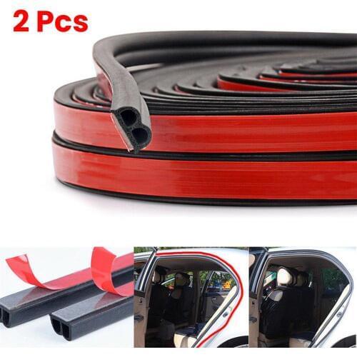 2PCS 5M B-Shape Seal Strip Trim Rubber Strip Universal Car Door Edge Seal Weather-strip Noise Reduction Seal Strip