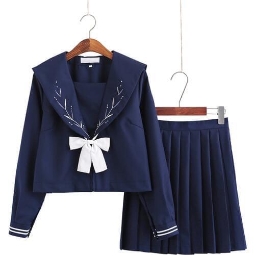 Japanese School Dresses Navy Blue Sailor Suit With Bow Tie Cosplay Anime Students Pleated Skirt For Girls Jk Uniforms Costume