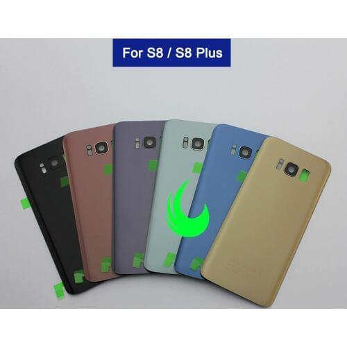 For Samsung Galaxy S8 G950 S8 Plus G955 Back Battery Cover Door Rear Glass Housing Case For SAMSUNG S8+ Back Cover +Camera Lens