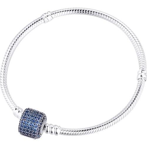 Bracelet For Women Blue Signature Clasp Snake Chain Bracelets 925 Sterling Silver Jewelry Femme Pulseira Plata de ley Armband