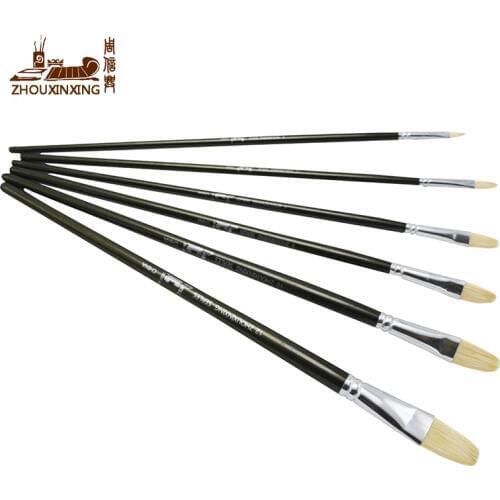 ZHOUXINXING 12pcs/set pig Bristles hair Phi gold black green bar Painting Brush Oil Acrylic Brush Drawing set Art Supplies