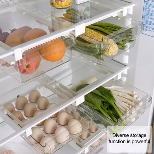 1 PCS Refrigerator Drawer Storage Box Kitchen Transparent Egg Fruits Organizer Suspended Fridge Food Container Space Saving