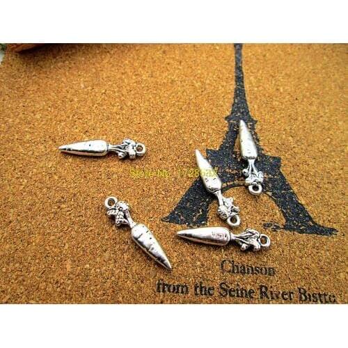 100pcs carrot charm Antique Tibetan Silver carrot pendants charms 25x6mm