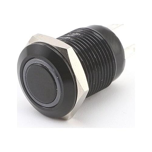 12mm Black Metal Push Button Switch Pusher Aluminum Oxidation Ring Color LED Self-reset Waterproof Mini On Off Switch Button