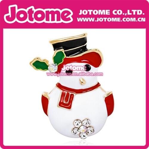 20pcs/lot Cute Jewelry Gold Tone Snowman red Christmas Enamel Brooch Pins