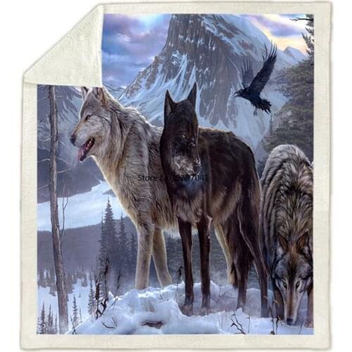 3D Blanket Snow Wolf Plush Throw Sofa Noble Bedspread Bed Blankets