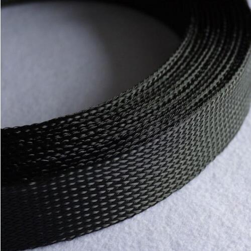 5M/1lot 60mm 80mm 100mm black Flat PET Sleeves Braided Expandable Cable Wire nylon Sleeving