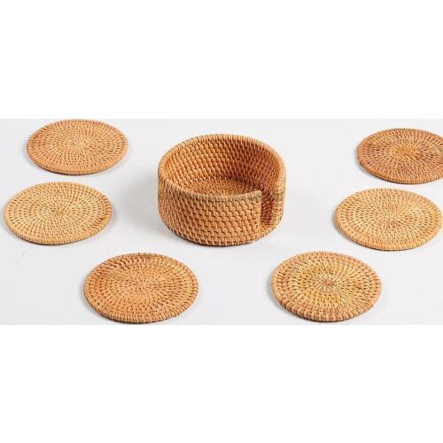 6pcs Rattan Tea plate Drainage Cup Teapot Mat Gongfu Tea Table Serving Plate Tea Trays Teaware