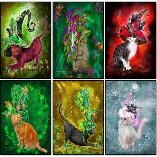 Flower Cat Diamond Painting Cross Stitch Diamond Embroidery 5D Diy Cartoon Diamond Mosaic Picture Rhinestones Gift Resin Dmc
