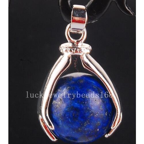 Free Shipping Women Fashion Jewelry 18x28mm Natural Lapis Lazuli Round Hand Women Men Pendant Bead C4097