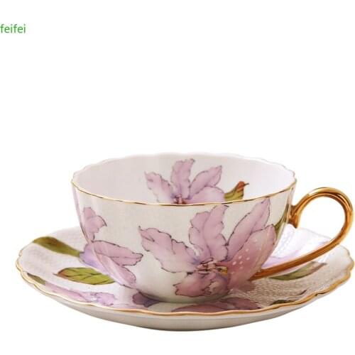 British Pastoral Bone China Tea Cup Saucer Pot Set Romantic Ceramic Coffee Cup Porcelain Teacup Home Decoration Accessories