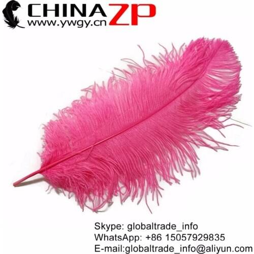 CHINAZP Factory 40~45cm(16~18inch) Length 100pcs/lot Beautiful Dyed Hot Pink Ostrich Feathers