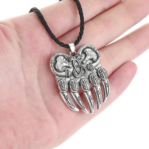 Cxwind Vintage Amulet Viking Necklaces Slavic God Symbol Warding Veles Bear Paw lucky knot Berserker Pendant Necklace Jewelry