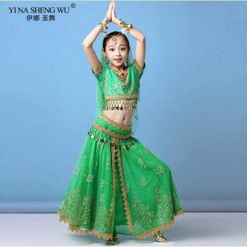 Kids Belly Dance Costumes Set Oriental Dance Cothes Girls Egypt Egyptian Bollywood Indian Belly Dancing Clothing Dress 2/8pcs