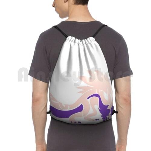 Mizutsune Two-Color Typography Backpack Drawstring Bag Riding Climbing Gym Bag Monster Hunter Video Games Gaming