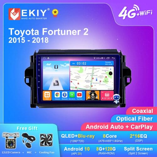 EKIY DSP IPS Android 10 Car Multimedia Player 6G+128G For Toyota Fortuner 2 2015-2018 Carplay Auto Radio Stereo GPS Navi Wifi HU