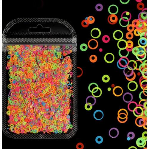 Fluorescent Hollow Circle Sequins Glitter Filling Epoxy Resin Shaker Filler Bubble Shaped Slime DIY Crafts Nail Art Decorations