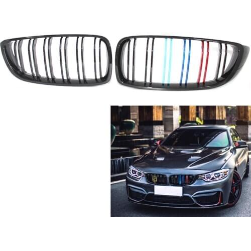 Gloss Black Front Kidney Grille Double Slat M4 Style for BMW F32 F33 F36 F82