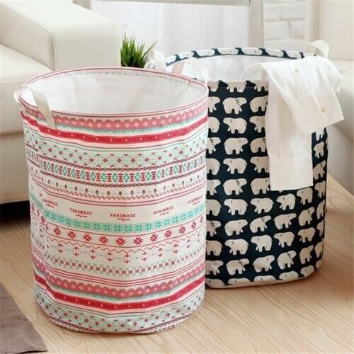 Cotton Drawstring Laundry Box Foldable Clothing Toys Holder Container Home Storage Organizer Accessories Supplies