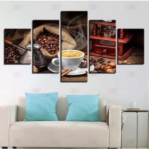 Canvas Wall Art Pictures For Living Room Unframed 5 Pieces Coffee Artistic Painting Modular HD Prints Kitchen Poster Home Decor