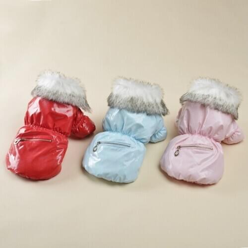 Simulation fur Collar Dog Clothes Suit for Small Dogs Winter Thick Puppy Cat Down Jacket Chihuahua Overalls Mascotas Jumpsuit