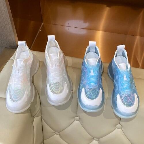 Internet Celebrity Daddy Shoes Womens Summer Breathable Mesh Ins Trendy 2021 New Jelly Platform Hot Sneakers