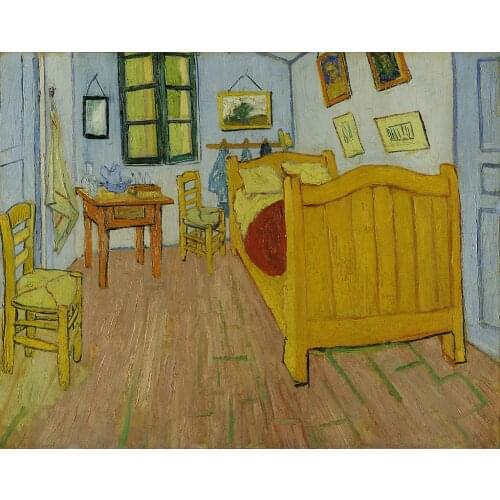 Handmade Canvas Oil Painting Vincents Bedroom at Arles Room Scenes Painting Vincent Van Gogh Art