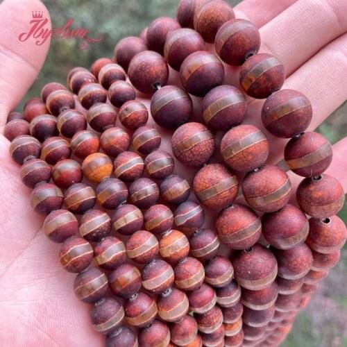Round Brown Banded Eye Old Agates Stone Spacer Loose Beads for DIY Accessories Women Men Necklace Bracelets Jewelry Making 15"