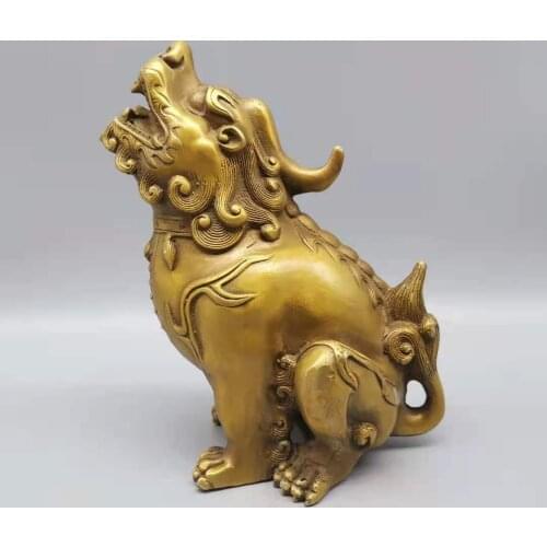 Brass, Roar to the sky, bronze beast, Keep away evil spirits and attract wealth Feng shui ornaments Exquisite arts and craft