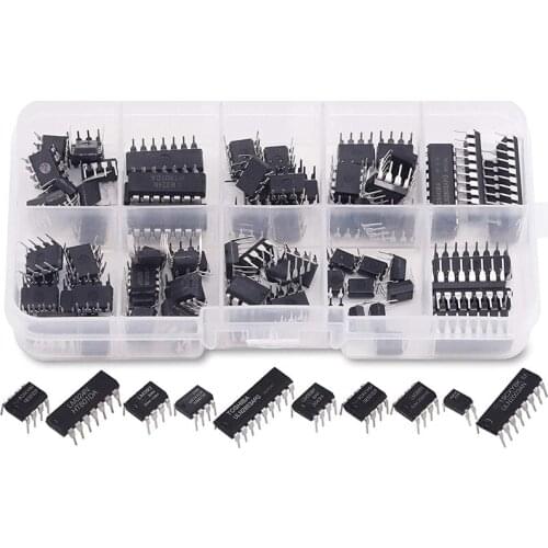 85 Pieces 10 Types Integrated Circuit Chip Assortment Kit, DIP IC Socket Set for Opamp Single Precision Timer Pwm