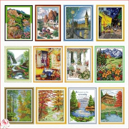 Vertical Version Of The Scenery Cross Stitch Kit 14ct 11ct Printed Fabric Embroidery Kit DIY Handmade Needlework Home Deco Gift