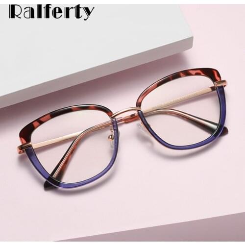 Ralferty Womens Glasses 2021 Patchwork TR90 Frame Computer Myopia Eyewear Frames 0 Diopter armacao de oculos de grau feminino