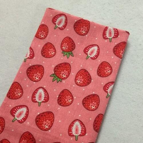 Sweet Tough Pink Strawberry Polka Dot Printed Cotton Linen Fabric 48x120cm For DIY Sewing Curtain Tablecloth Home Decoration