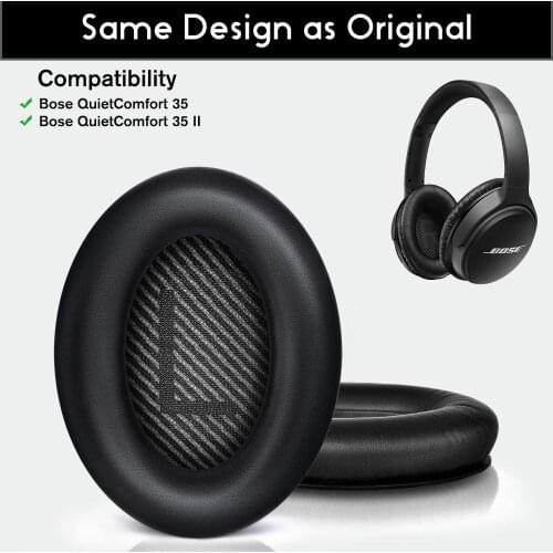 Replacement Ear Pads Cushion for Bose Quiet Comfort 35 (QC35) and QuietComfort 35 II (QC35 ii) Over-Ear Headphones- Black