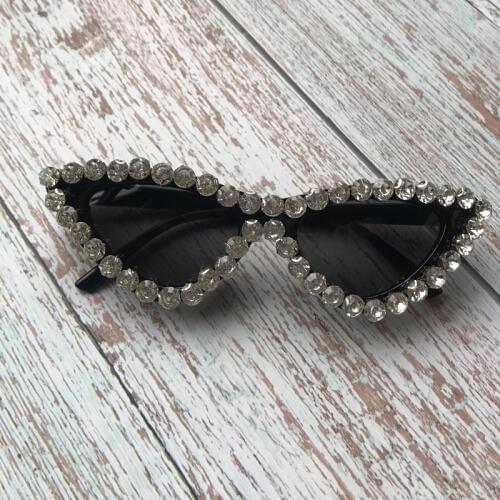 ZAOLIHU Black Color Cat Eye Women Sunglasses Rhinestone Around Female Eyewear Handmade Crystal Diamond Sun Glasses Eyeglass