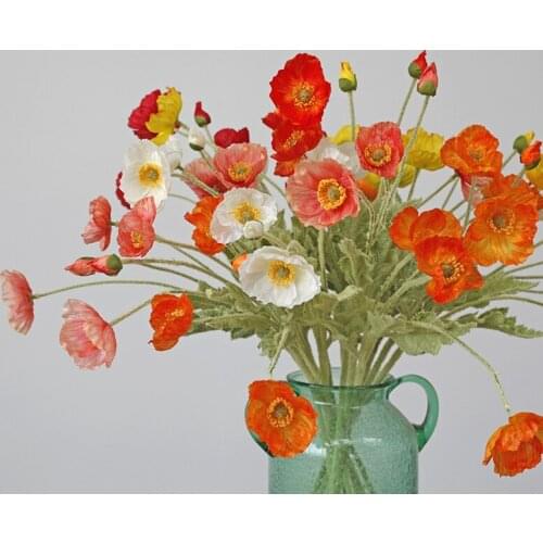 Light luxury simulation flowers, corn poppy flocking, poppy flower art wedding photography, artificial flowers