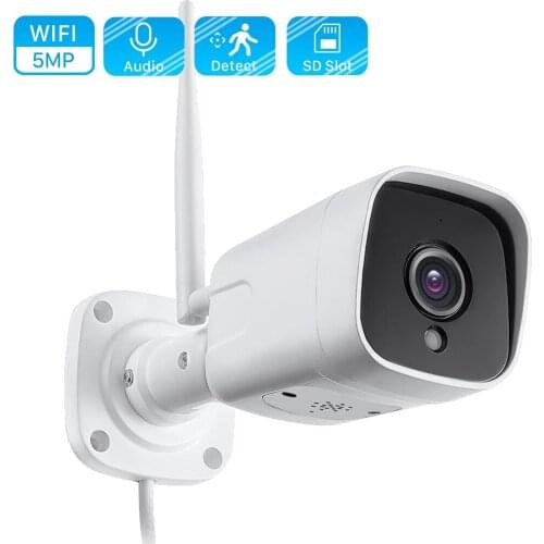 Outdoor Bullet IP Camera Wifi 2MP 5MP Mic Loudspeaker Two Way Audio Talk CamHi APP Mobile Remote View Memory Card Night Vision