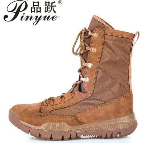 Spring Autumn High Tube Leather Breathable Military Tactical Boots Outdoor Training Climbing Jungle Desert Combat Shoes