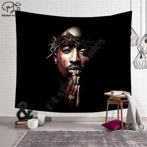 2Pac Character pattern Funny cartoon Blanket Tapestry 3D Printed Tapestrying Rectangular Home Decor Wall Hanging style-3