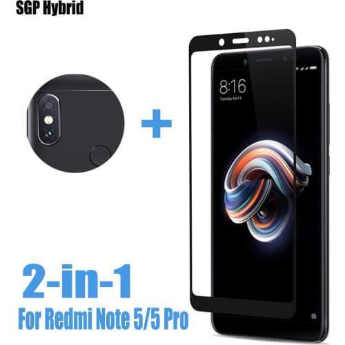 2 in 1 For Xiaomi Redmi Note 5 Pro Screen Protector Full To Edge Safety Glass For Redmi Note 5 Back Camera Lens Film Glass on mi
