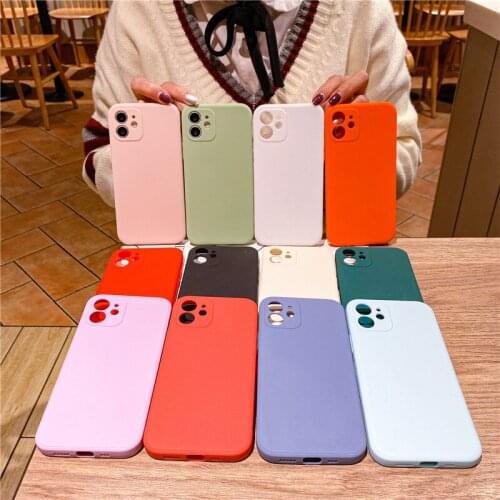 Straight Edge Fine Hole Phone Case Protective for iPhone 11 12 Pro Frosted Imitation Silicone Solid Color Soft Case Material