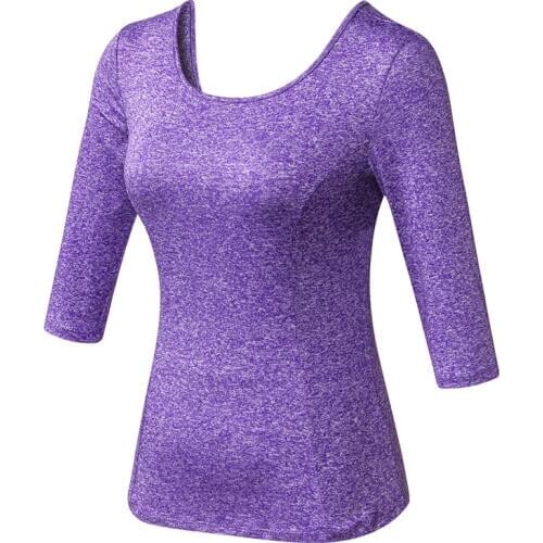 Womens Running T Shirt Sportswear T-Shirt For Women Yoga Crop Tops Middle Sleeve Workout Tops Fitness t shirt femme Slim fit Tee