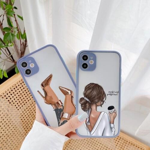 Girl Boss Women Coffee Phone Case For iphone 12 11 Pro Max 7 8 6S Plus X XS MAX XR SE 2020 Fashion Lady High Heel Hard Covers