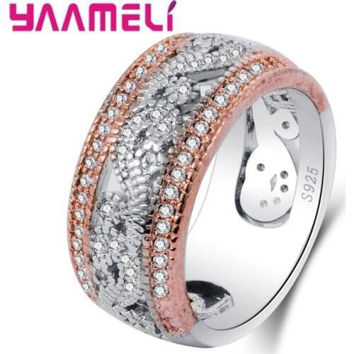 Paved Many Crystal Cubic Zirconia Exquisite Design New Fashion 925 Sterling Silver Finger Rings For Women Men Jewelry