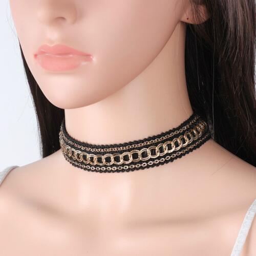 2017 New Black Lace Choker Necklace For Women Gold Chain Chokers Chocker Necklaces tattoo choker collares Collier Femme Jewelry