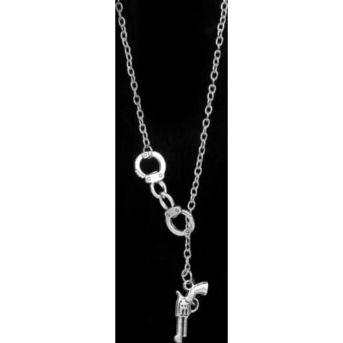 Dongsheng 1Pcs Handcuff and Gun Lariat Necklace Fifty Shades of Grey Pendant Necklace Fashion Lovers' Charm Chain Necklaces