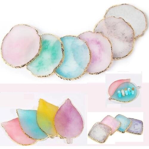 1 Pcs Resin Stone Color Palette False Nail Tips Drawing Nail Color Palette for Nail Color Mixing Display Manicure Polish Gel Too