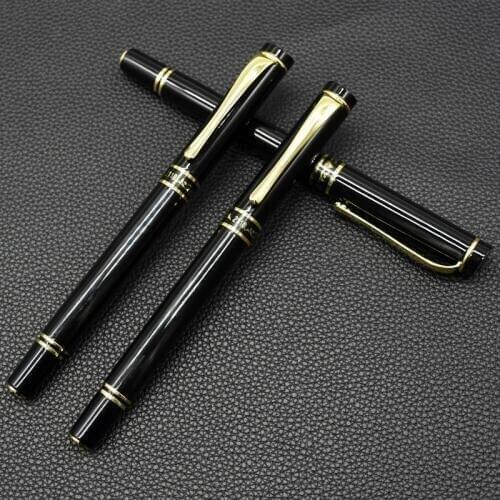 16Pcs Bright black Deluxe Black Business Fountain Pens High Quality Luxury Fountain Pen 0.5mm Iridium Nib Ink Fountain Pens